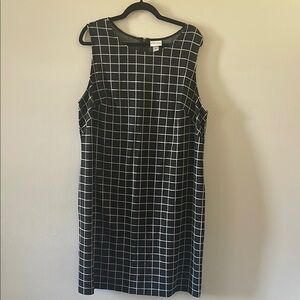 Ava and Viv  Black and White Windowpane Midi Dress SZ 2X